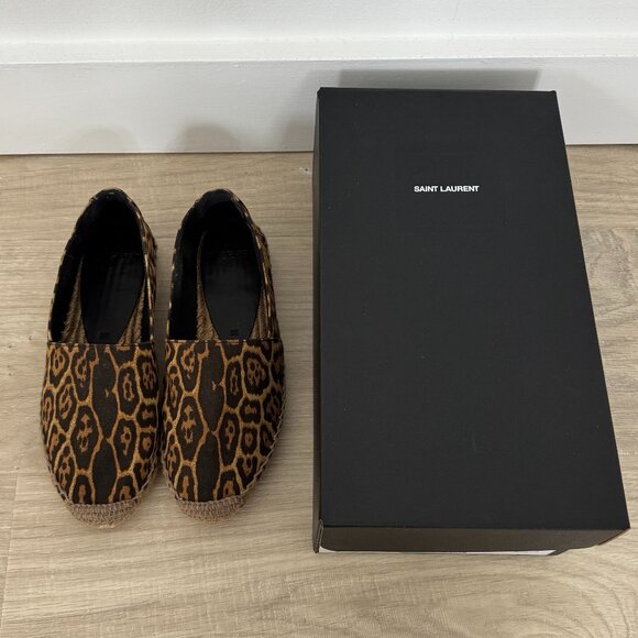 SAINT LAURENT leopard-print leather espadrilles 35 - Picture 1 of 5